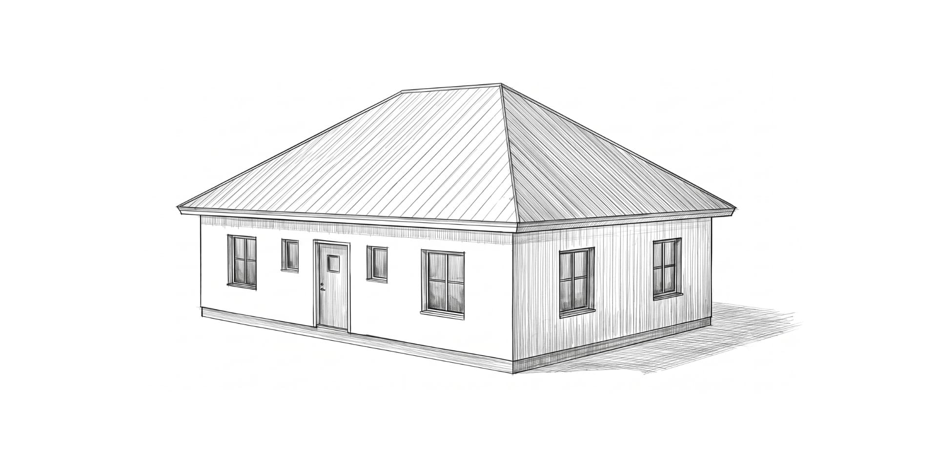 Skiss på Mansard tak.